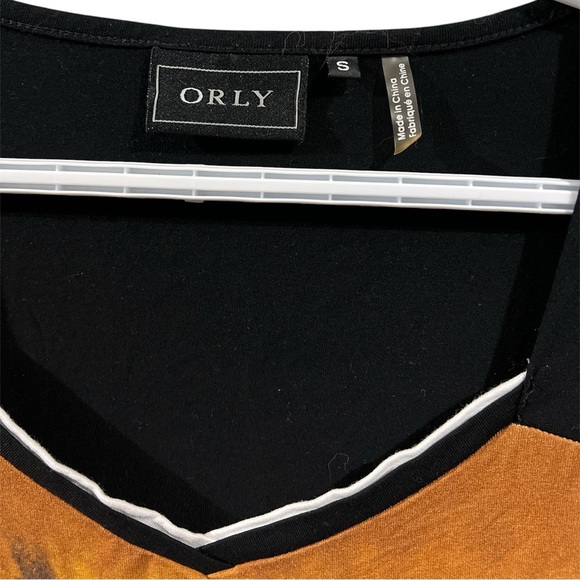 Orly Dark Yellow & Black Abstract Top - Size Small - Picture 4 of 5